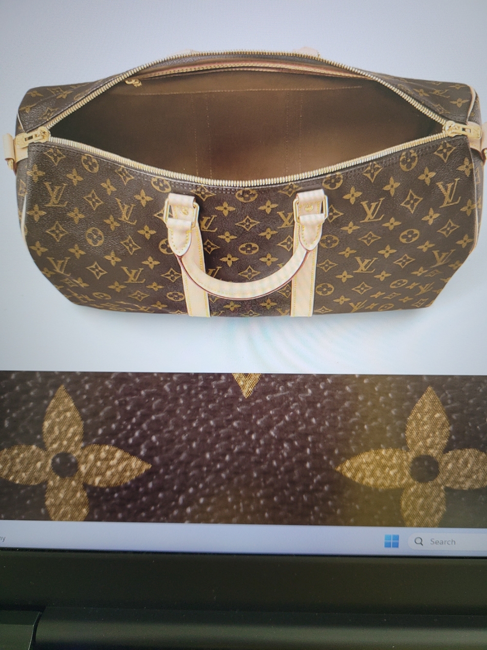 Louis Vuitton Beige & Brown Monogram Keepall 45 Travel Bag - Picture 6 of 9